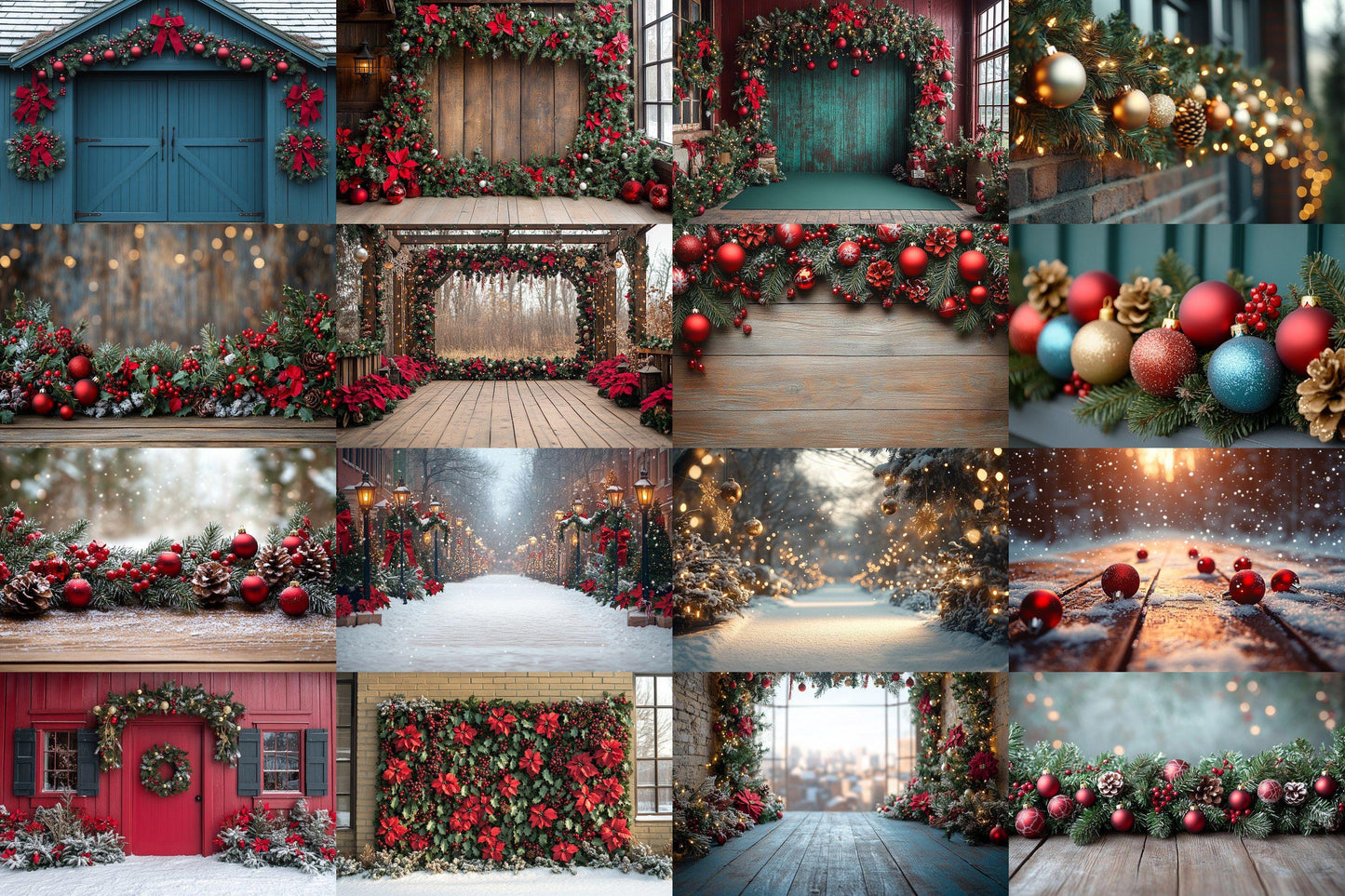 Christmas Outdoor Backgrounds Collection ��������� Winter Holiday-Themed Photoshop Backdrops for Festive Photography & Seasonal Photo Editing