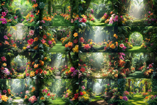 Tropical Vines Digital Backdrops - 3High-Res PNG Files for Photography  Craft Design - Commercial Use Allowed