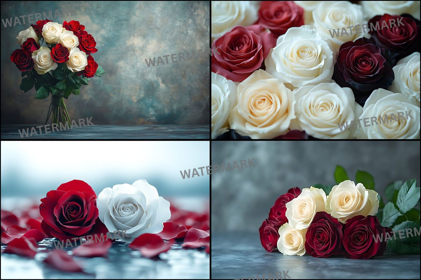 White Red Roses Photography Backdrop, Classic Floral Background, Wedding Photo Booth, Digital Download, for Stunning Portraits