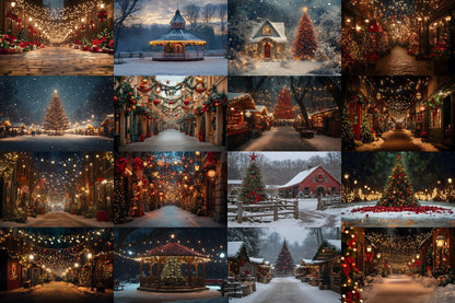 Classic Christmas Backdrops, Digital Backdrop, Santa Christmas Backdrop For Kids Family, Festive Digital Download Christmas Background