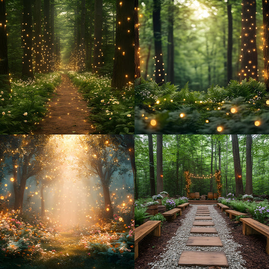 Whimsical Forest Wedding Backdrop Collection, Enchanted Digital Backgrounds for Photographers, Dreamy Photography Overlays