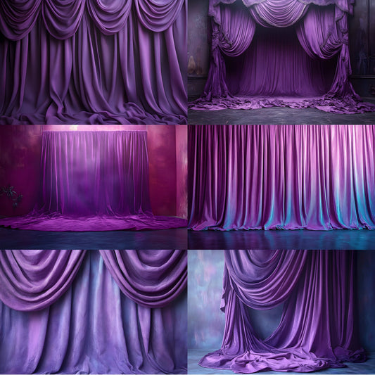 Purple Haze 19s Vintage Curtain Digital Backdrop, Photography Background for Portrait, Retro Photo Booth Prop, Groovy Vibes