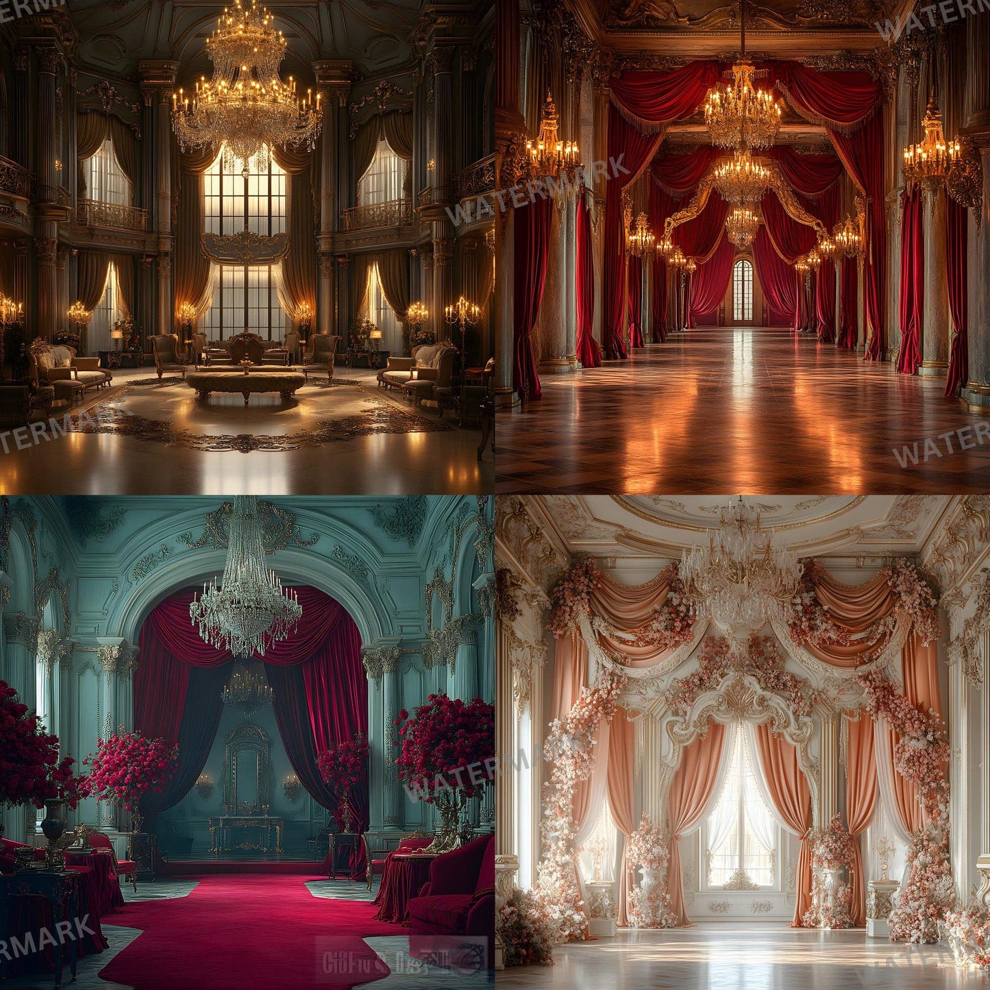 Opulent Regal Backdrops | Digital Backdrops for Portraits, Luxurious Photoshop Overlays, Fine Art Textures, Photo Backgrounds, Regal Room