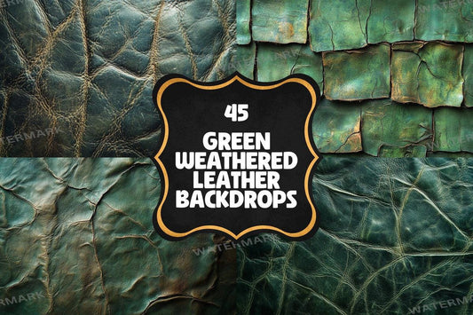 Green Weathered Leather Digital Photography Backdrops for Artists  Designers - Warm Inviting Aesthetic - 00x00px PNGs