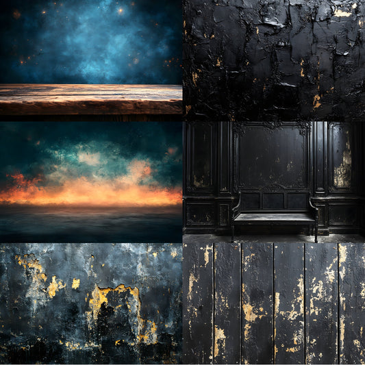 Vintage Black Textured Wall Digital Backdrop, Dark Moody Photography Background for Portrait Landscape, Grunge Texture Photo Booth Prop, Fine Art