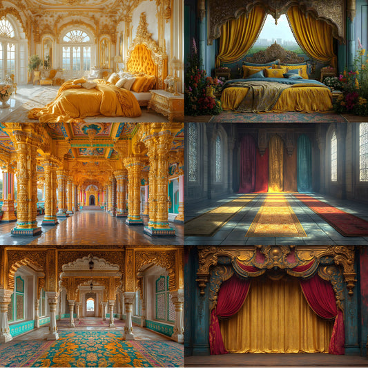 Maharaja Palace Digital Backdrop, Regal Indian Wedding Background, Royal Chamber Photography Prop, Ornate Interior, Cultural Photo Booth