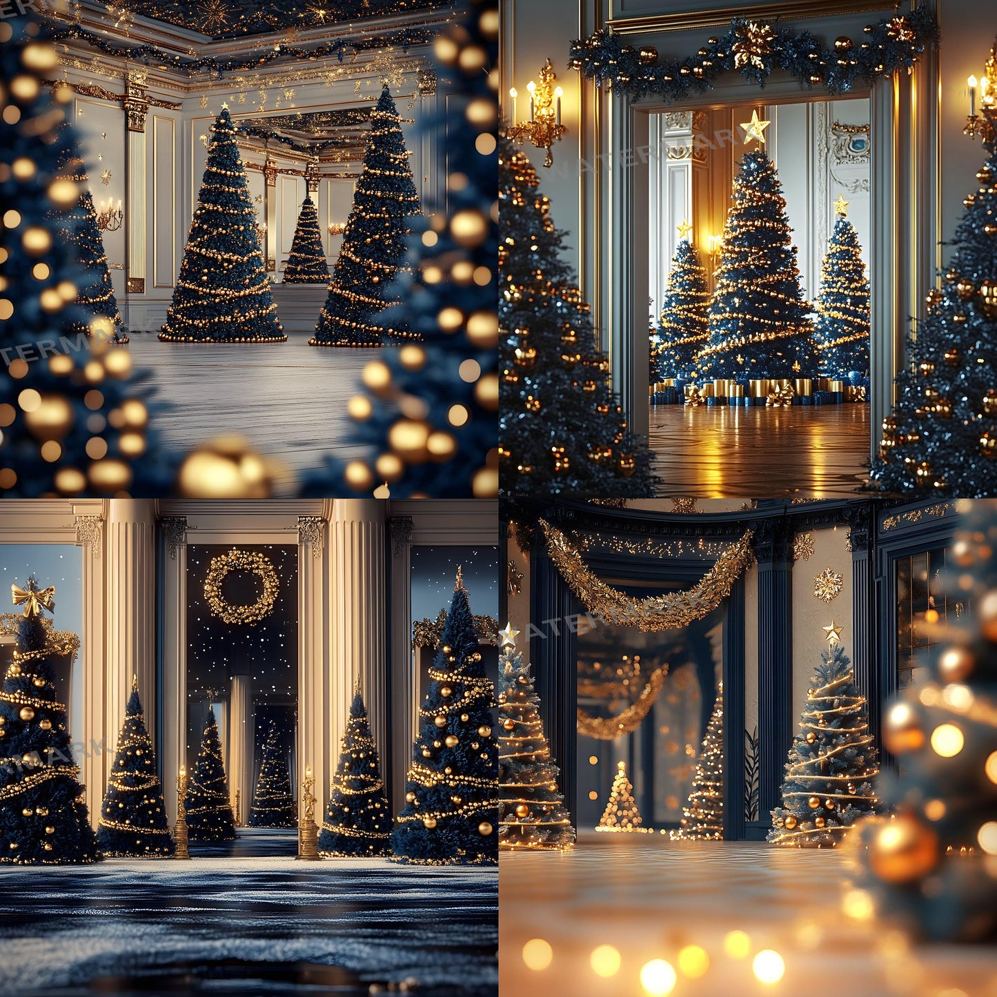 Blue Christmas Backdrops | Digital Icy Holiday Backgrounds | Winter Xmas Scenes | Christmas-backdrop