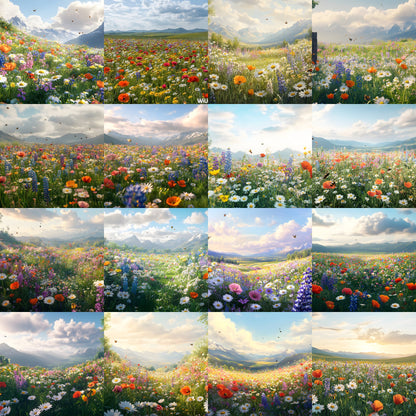 Wildflower Digital Backdrop Set, Botanical Photography Backgrounds, Ratios, Floral Photo Overlays, Spring Scene, Nature Inspired
