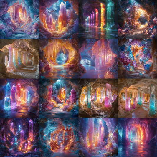 Crystal Fairy Cavern Digital Backdrops - High-Resolution PNGs for Creative Photography 96x96px Commercial Use