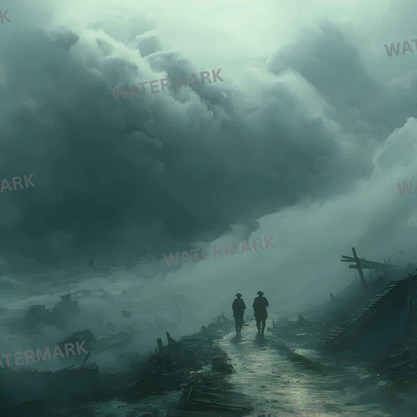 World War Battlefield Digital Backdrop, Grunge Photography Background, Military Photo Prop, for Social Media, Dramatic Scene Setter