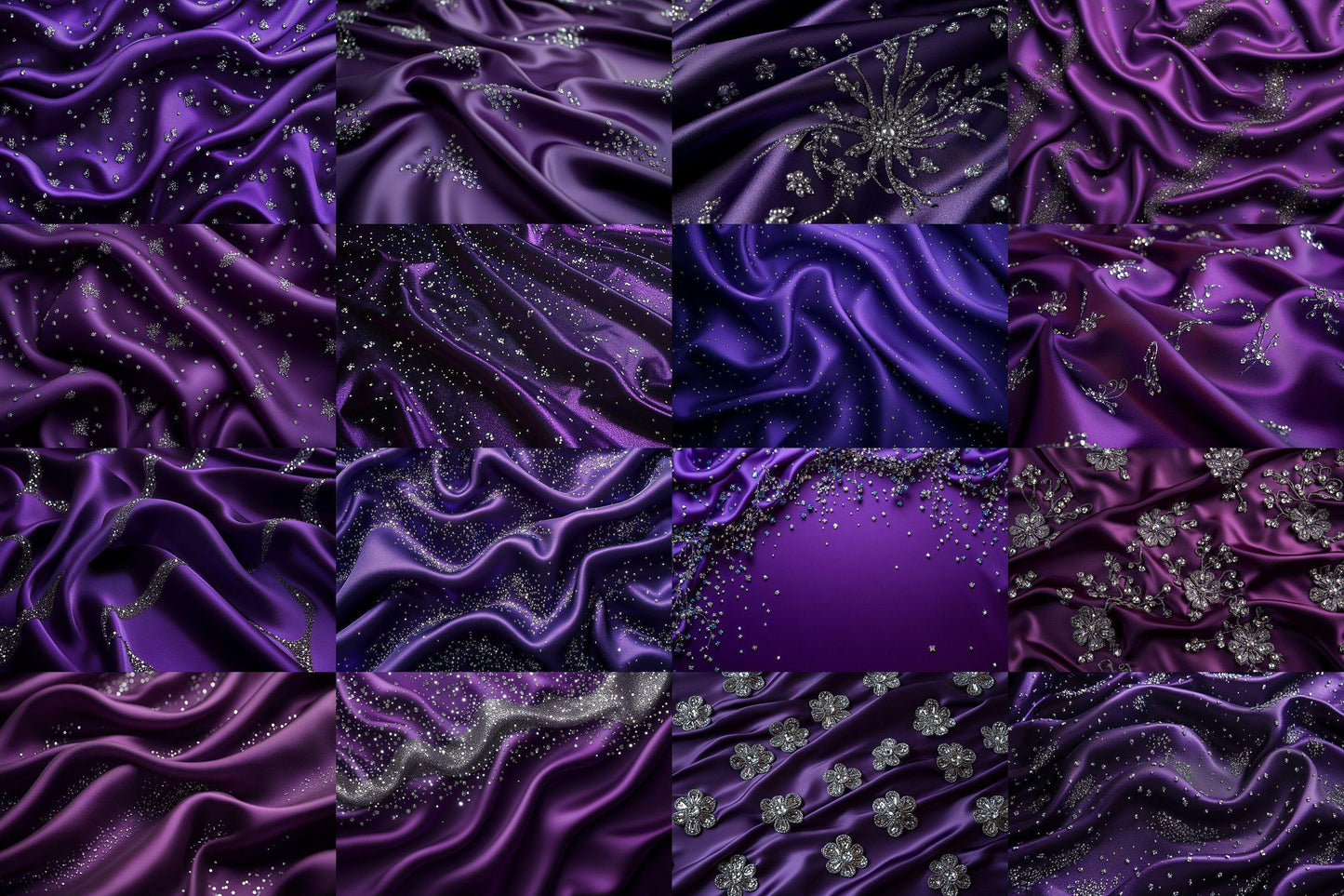 Purple Satin Embellished Backdrops | Digital Luxury Fabric Scenes | Glamour & Fantasy Photography Backgrounds - Purple Backdrops