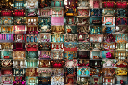 High-Resolution Baroque Room Backdrops - Baroque Rooms Digital Backdrops - Elegant Photography Backgrounds - Ornate Interior Overlays