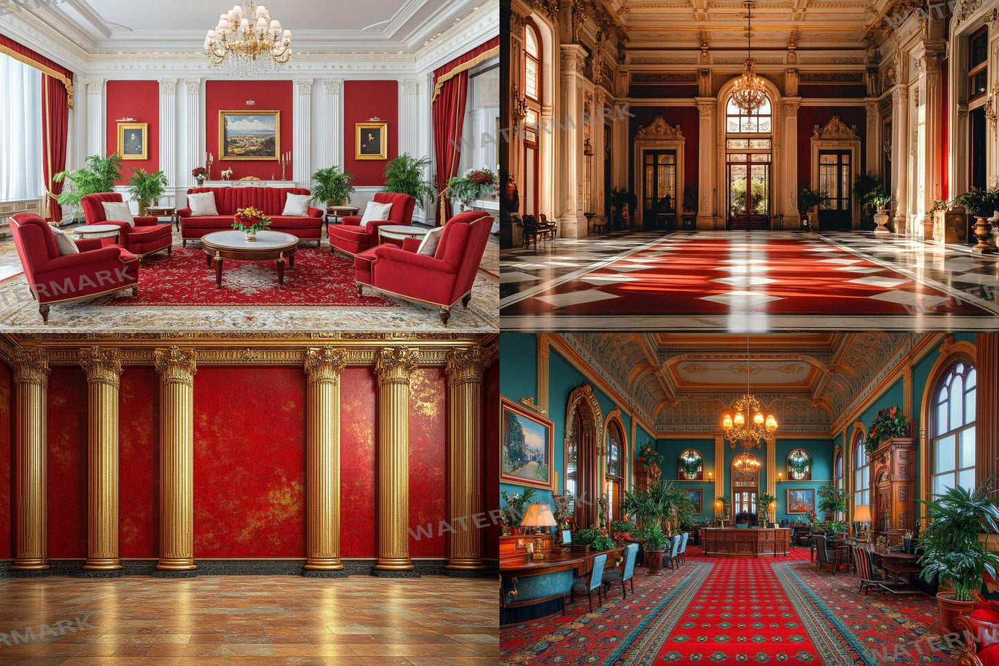 Regal Room Interior Backdrops - Victorian and Royal Designs - Royal Room Backdrops - Luxury Mansion Interior - Real Estate Backgrounds