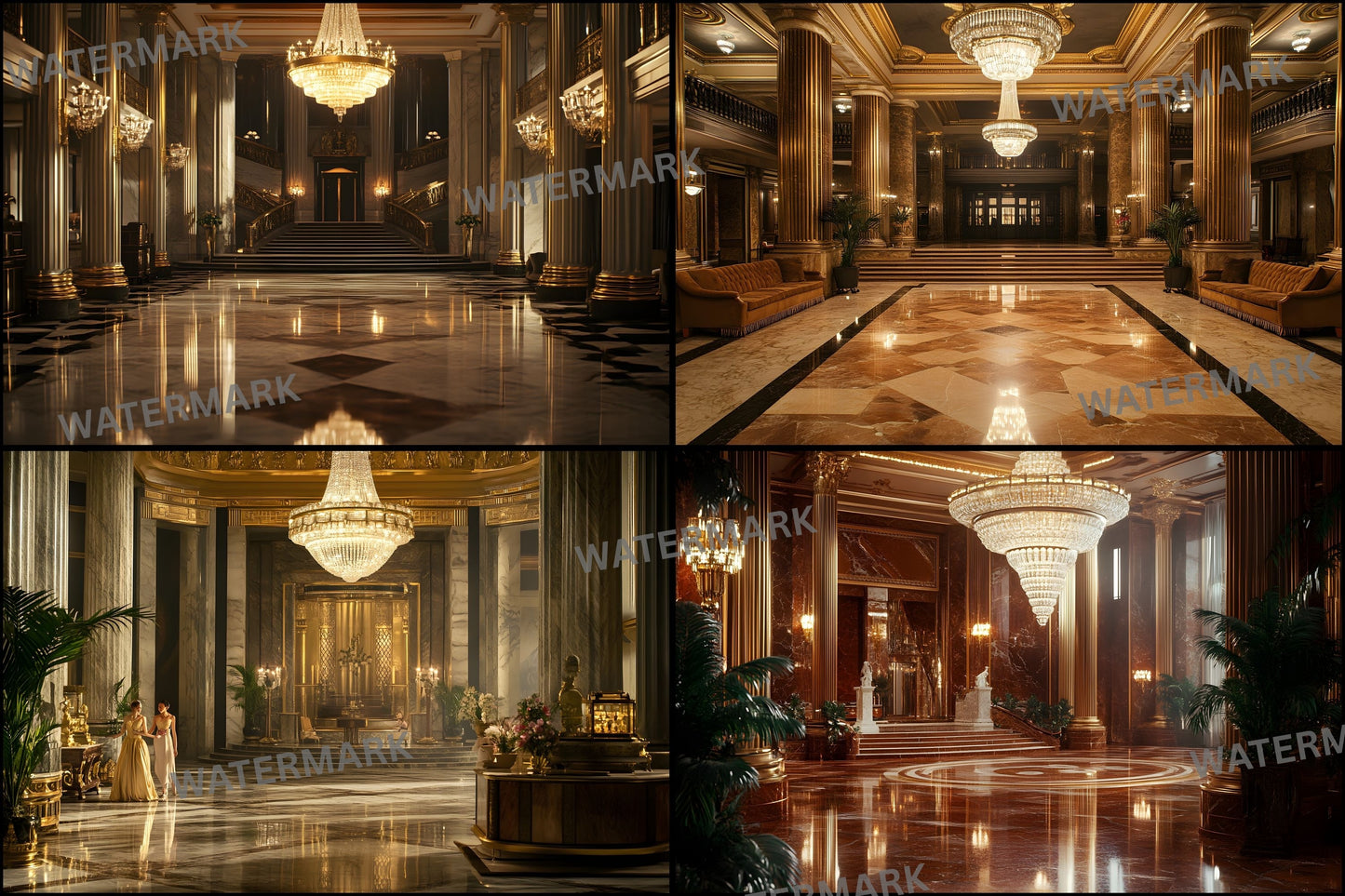 Art Deco Hotel Lobby Digital Backdrop, Elegant Photography Background, Vintage Inspired Photo Prop, for Composites, High-Resolution Images
