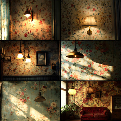 Vintage Wallpaper Room Backdrops, Photography Backgrounds, Digital Download for Portrait Photography,Texture Photo Booth Backdrop