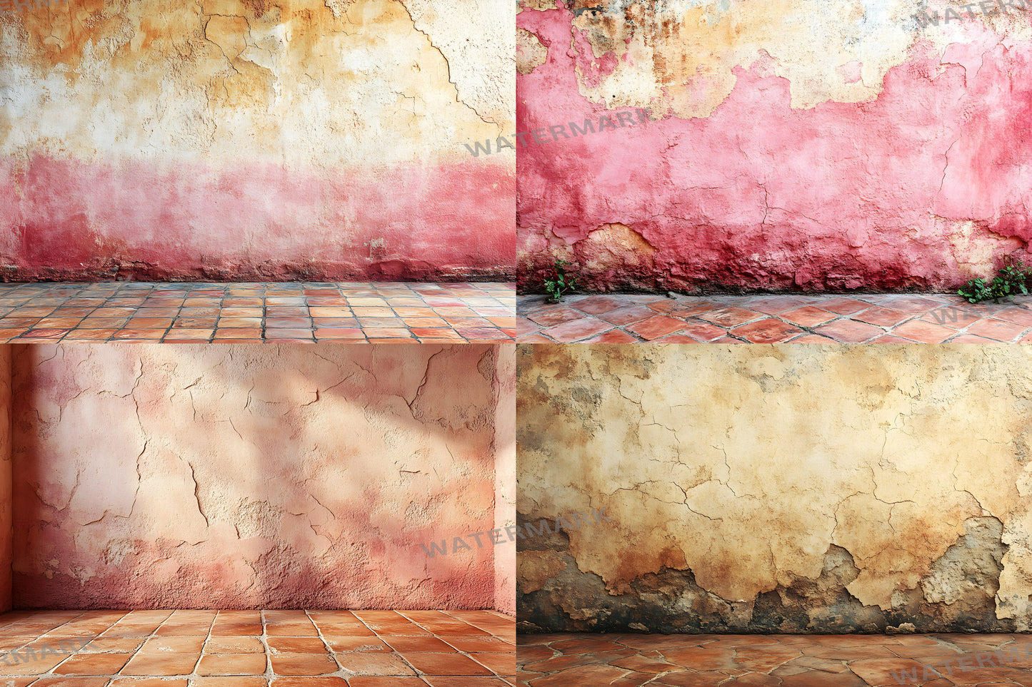 Cinnamon Blush Wall Backdrops | Textured Vintage Wall Background | Warm Rust Pink Photoshop Backdrop | Weathered Brick Digital Background