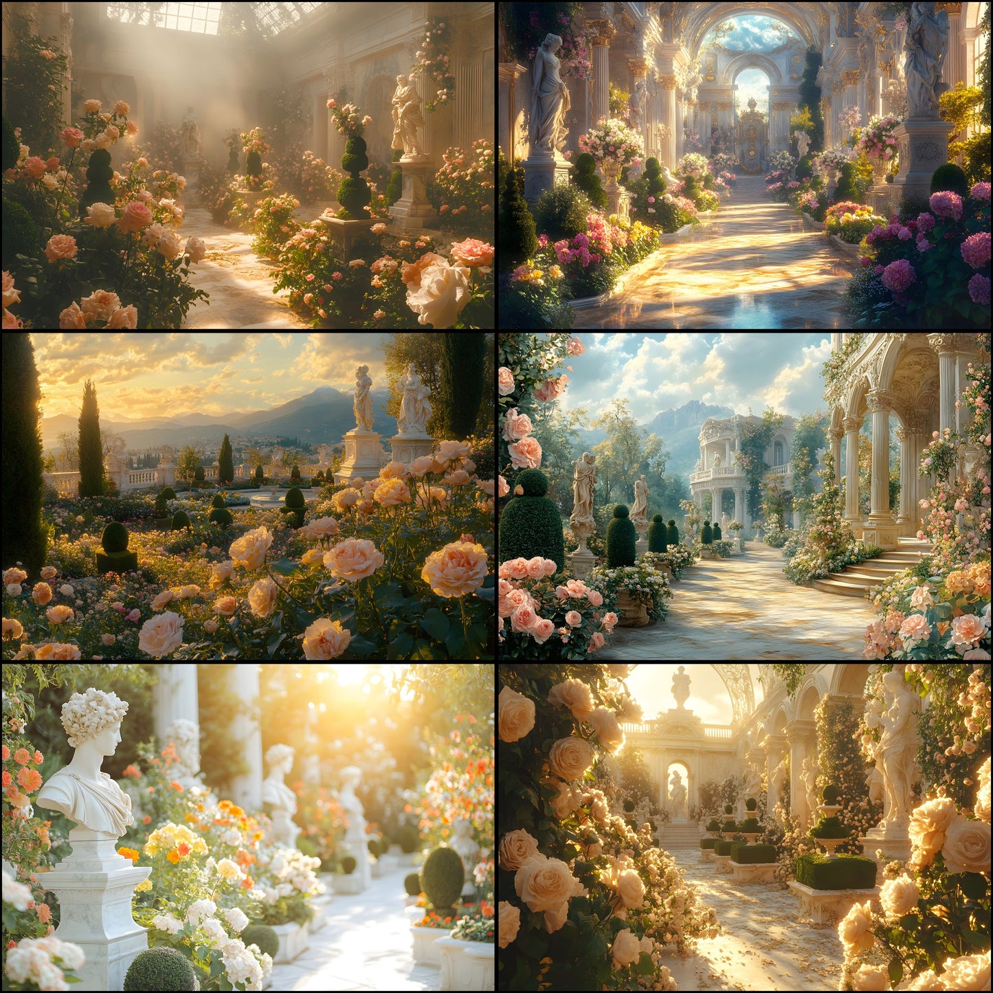 Baroque Garden Digital Backdrop Set, Topiary Photography Backgrounds, Lush Photo Overlays, Elegant Portrait Photography