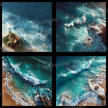 Ocean Photography Backdrop, Square Ocean Waves Background, Summer Photo Booth Prop, Digital Download for Social Media, Beach Backdrop, Ocean Lover Gift