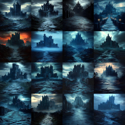Castle Backdrops | Fantasy Castle Backgrounds | Medieval Scenes - Gothic, Halloween, Witchcraft Castle Backgrounds - Digital Backdrops