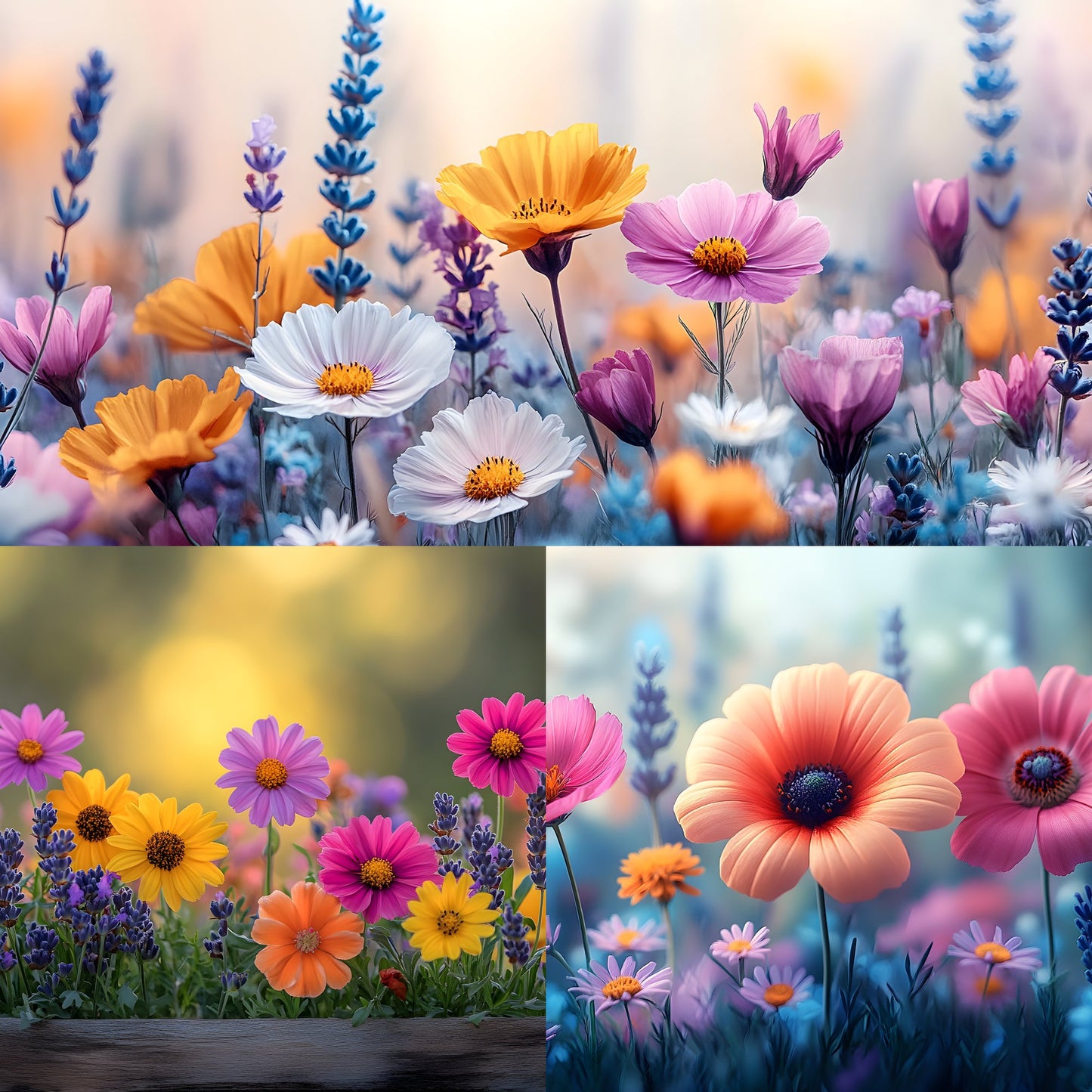 Wildflower Meadow Digital Backdrop, Whimsical Photography Backgrounds, Floral Photo Overlays, Spring Scene, Dreamy Portrait1449