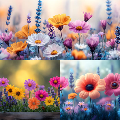 Wildflower Meadow Digital Backdrop, Whimsical Photography Backgrounds, Floral Photo Overlays, Spring Scene, Dreamy Portrait1449