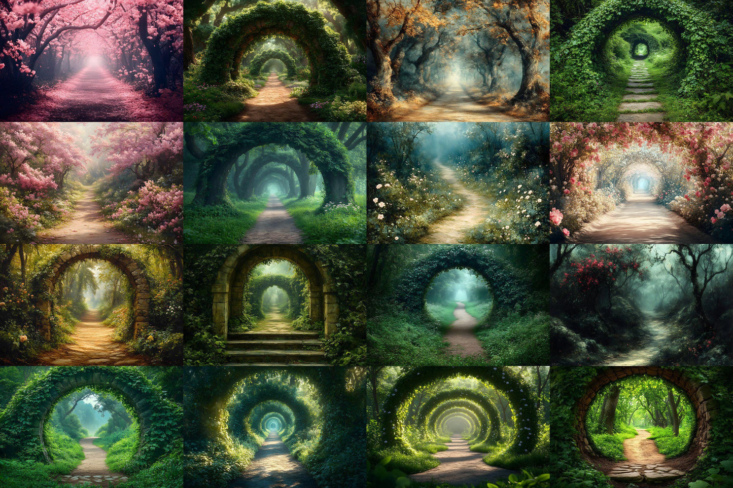 Enchanted Forest Backdrops for Photography ��������� Magical Digital Portraits Backgrounds, Magic Woodland, Lush Green Tree & Floral Backdrops