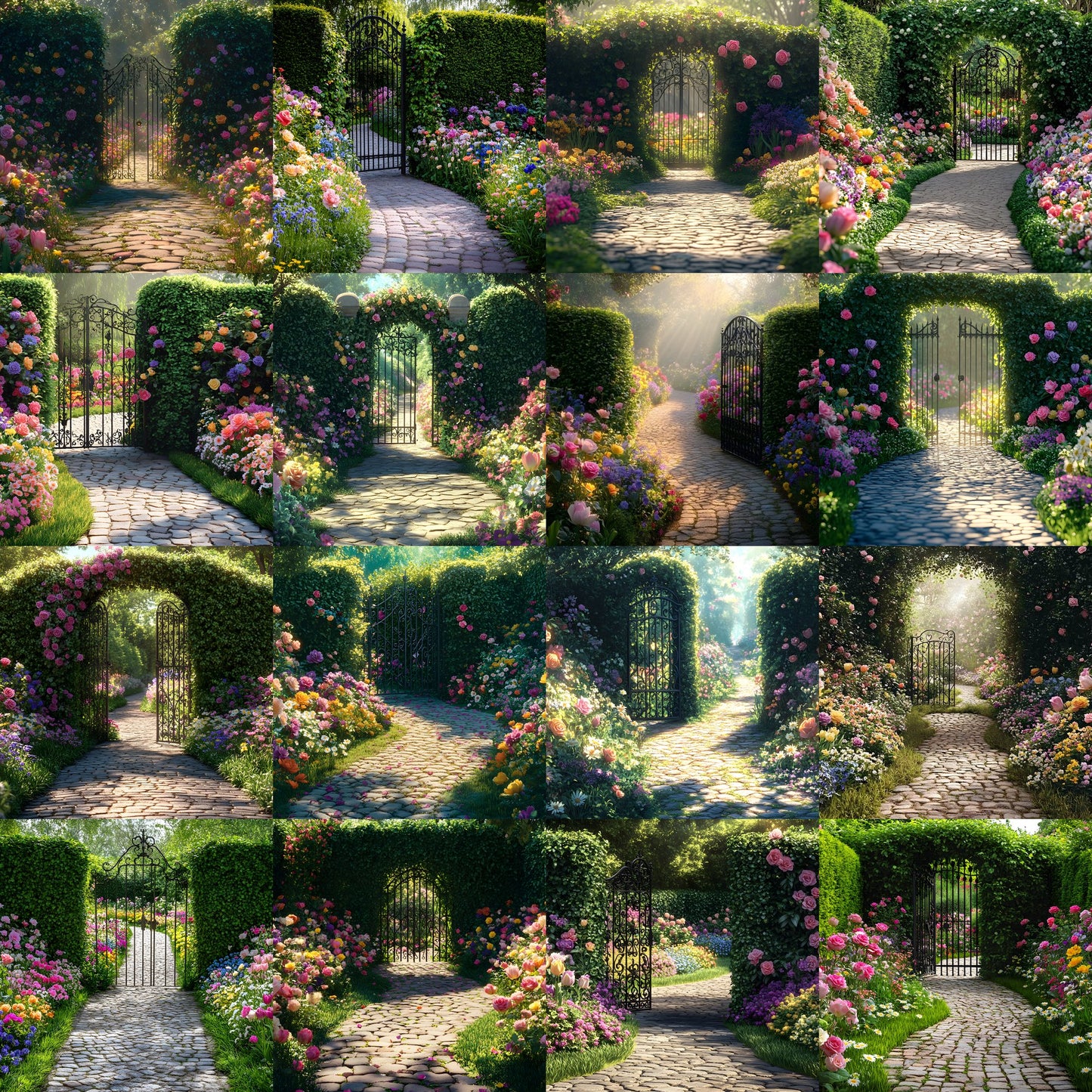 Whimsical Flower Garden Digital Backdrop, Lush Floral Backgrounds, Photography, Fantasy Photo Overlays, Springtime Scene
