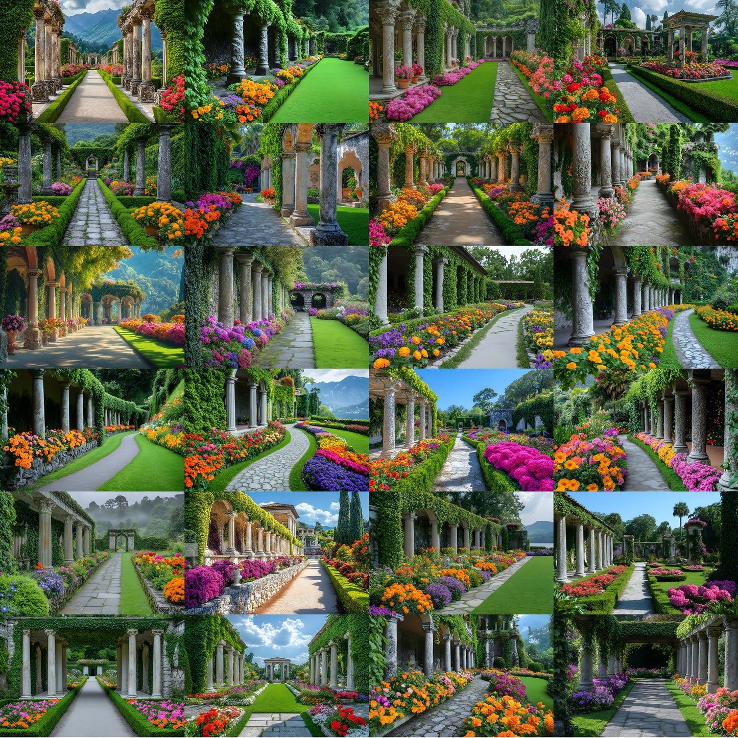Baroque Garden Stone Columns Digital Backdrop, Photography Background Fantasy Photo Prop, Fine Art Photography