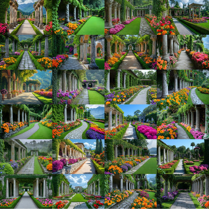 Baroque Garden Stone Columns Digital Backdrop, Photography Background Fantasy Photo Prop, Fine Art Photography