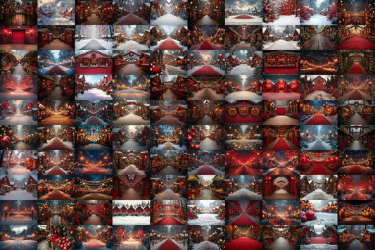 Warm Christmas Market Scene Photography Backdrops - 00x00px PNGs for Digital Artists  Designers