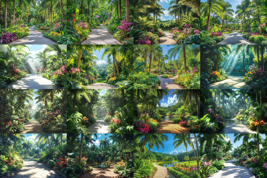 Lush Tropical Botanical Escape Backdrop: PNGs for Commercial Photography, Rich Rainforest Setting, Immersive Digital Backdrops