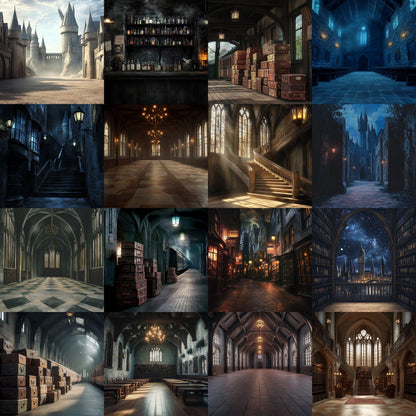 Wizarding School Backdrops, Magical Wizard Digital Backgrounds, Witch Backdrops, Witchcraft Background, Magic School of Witchcraft