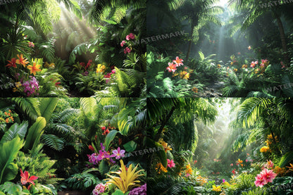 Tropical Secret Retreat Backdrop: PNGs for Exotic Island Photo Editing, Hidden Jungle Paradise Scenes, Lush Summer Digital Backdrops.