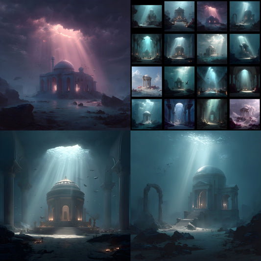 Underwater Palace Digital Backdrop, Dreamy Mermaid Background, Square Fantasy Ocean Photography Prop, Magical Sea Castle Photo Booth, Kids Party Decor