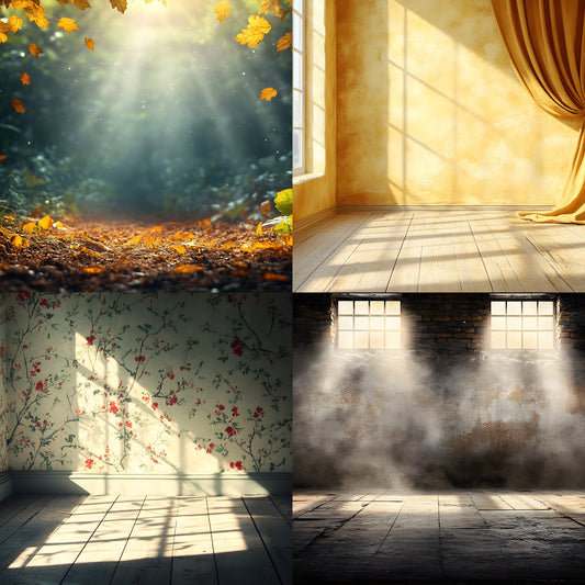 Vintage Sunlit Room Digital Backdrop, Wallpaper Background for Photography, Photo Editing, Dreamy Scene