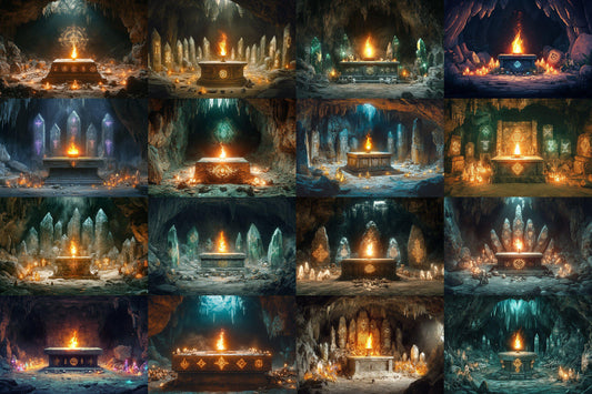 Ancient Cave Altar Backdrop: 3PNGs for Dark Fantasy Photography, Underground Ritual Chamber Scenes, Mystical Stone Digital Backdrops