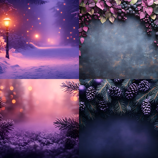 Gothic Purple Christmas Digital Backdrop, Fantasy Holiday Background for Photography, Dark Xmas Portrait, Printable Winter Scene, Ratio
