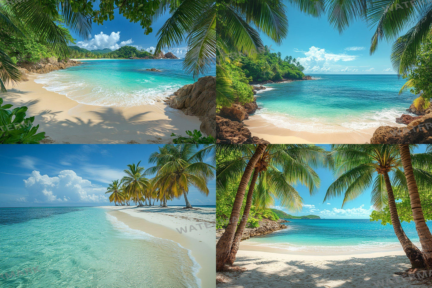 Tropical Beach Paradise Digital Backdrops - 3High-Resolution PNGs for Photography - 00x00px Commercial Use Allowed Ref SB812