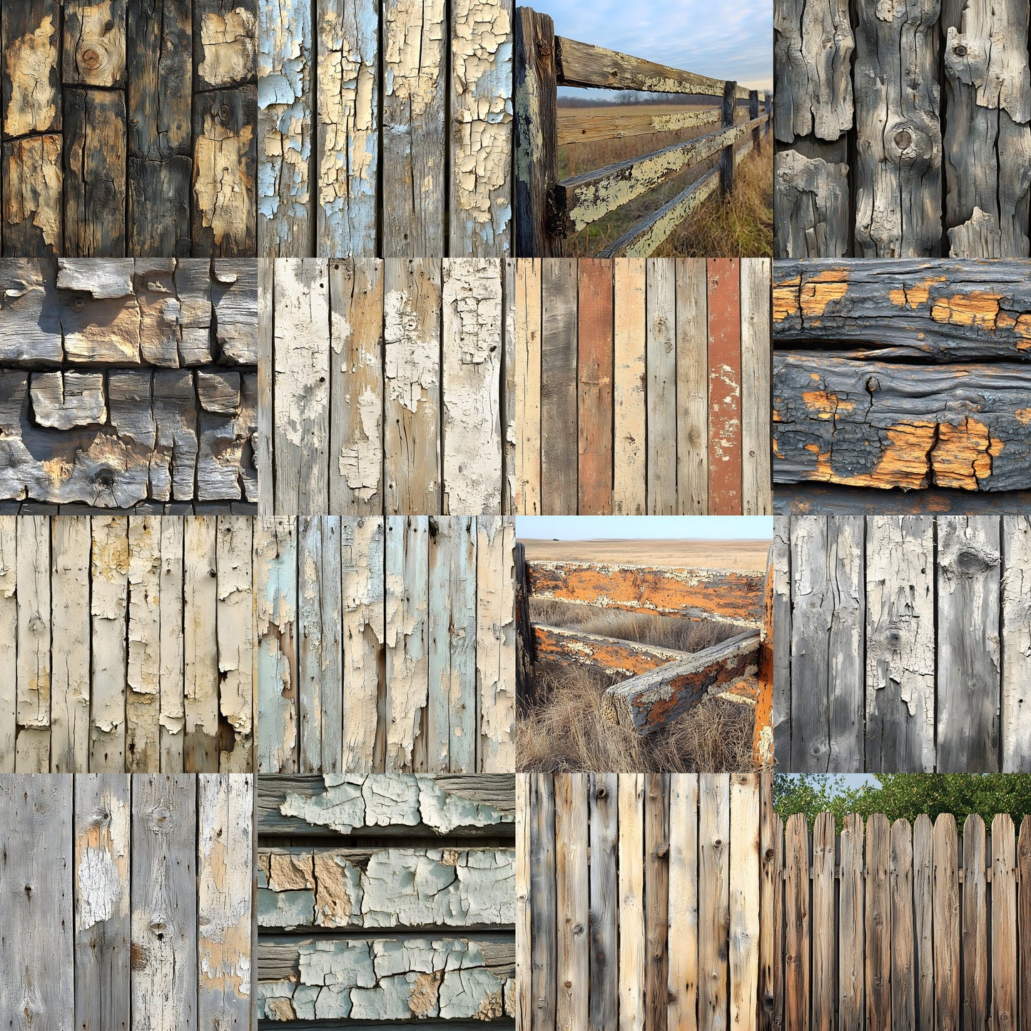 Weathered Wood Fence Digital Backdrop Set, Photography Backgrounds, Rustic Wood Photo Prop, Outdoor Scene, High-Res Images for Composites