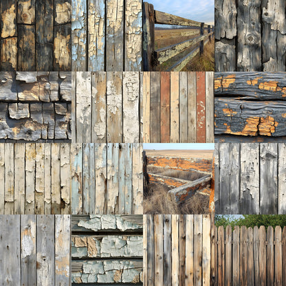 Weathered Wood Fence Digital Backdrop Set, Photography Backgrounds, Rustic Wood Photo Prop, Outdoor Scene, High-Res Images for Composites