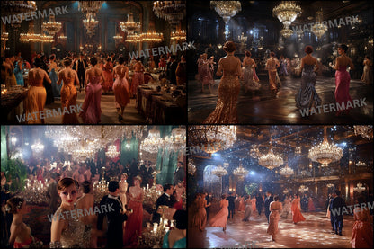 Ballroom Digital Backdrop, Lavish Gatsby Background, Photography, Printable Art Deco Scene, Elegant Dance Hall, Vintage Theme, Ratio