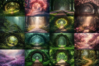 Enchanted Forest Backdrops for Photography ��������� Magical Digital Portraits Backgrounds, Magic Woodland, Lush Green Tree & Floral Backdrops