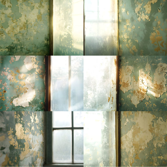 Worn Vintage Wallpaper Digital Backdrop, Diffused Light Photography Background, Photo Booth Prop, Textured Paper Photography Backdrop