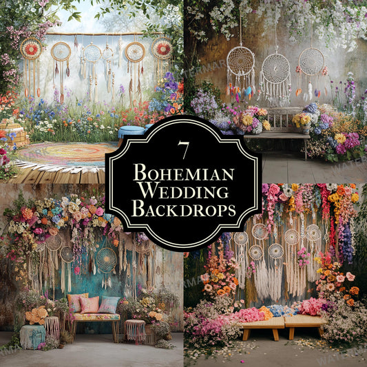 Bohemian Wedding Backdrop with Dreamcatchers | Floral & Macrame Wedding Decor | Boho Chic Ceremony, Reception Backdrops, Maternity Backdrops