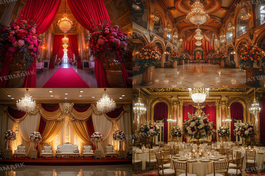 Opulent Wedding Ballroom Backdrops | Digital Backgrounds for Photoshop Composites and Luxury Designs - Wedding Backdrops