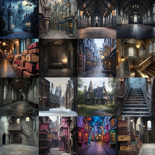 Wizarding School Backdrops, Magical Wizard Digital Backgrounds, Witch Backdrops, Witchcraft Background, Magic School of Witchcraft