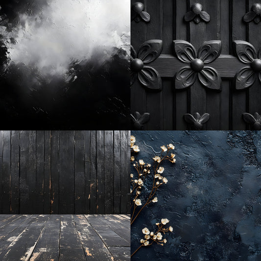 Vintage Black Textured Wall Digital Backdrop, Dark Photography Background for Portrait, Moody Fine Art Texture