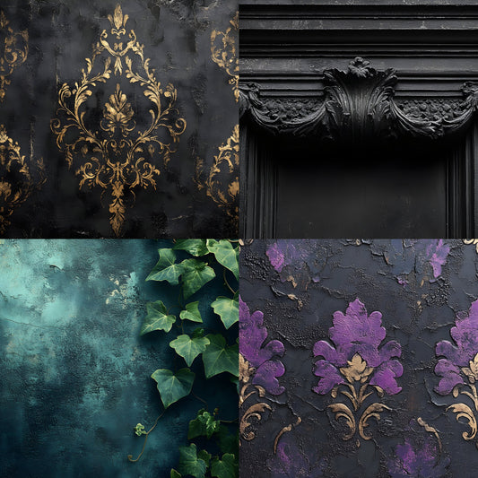 Vintage Black Textured Wall Digital Backdrop, Dark Photography Background for Portrait, Fine Art Texture, Grunge Photo Booth