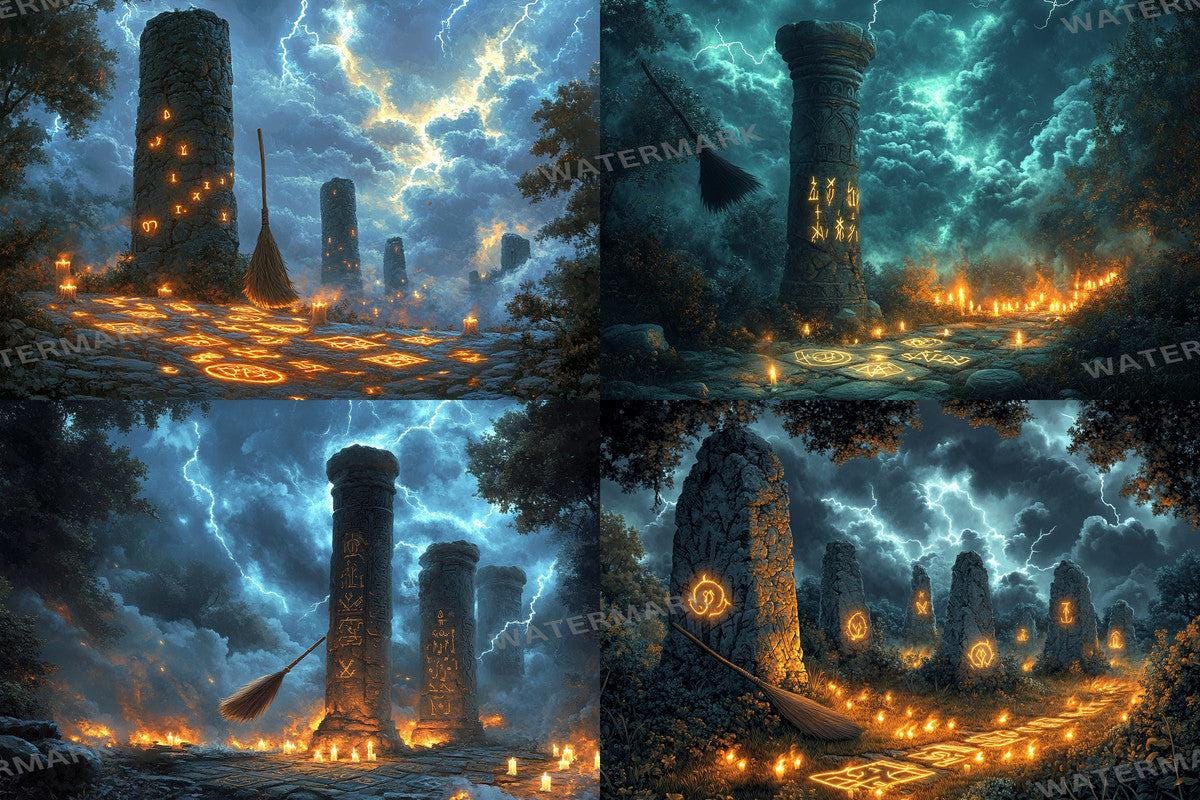 WITCH BROOMSTICK BACKDROPS - Digital Photo Editing Overlay - Warm Aesthetic for Artists  Photographers