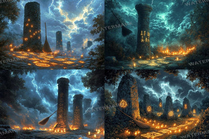 WITCH BROOMSTICK BACKDROPS - Digital Photo Editing Overlay - Warm Aesthetic for Artists  Photographers